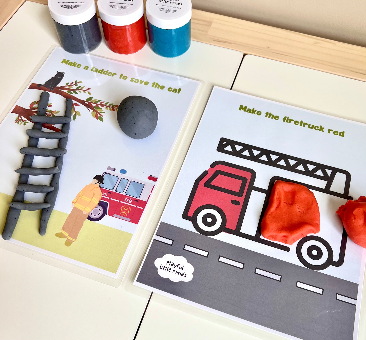 Firefighter-Themed Play Dough Learning Mats