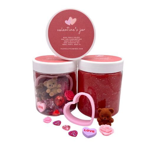 Valentine's Day Sensory Play Kit: Heart-Themed Playdough Jar for Kids