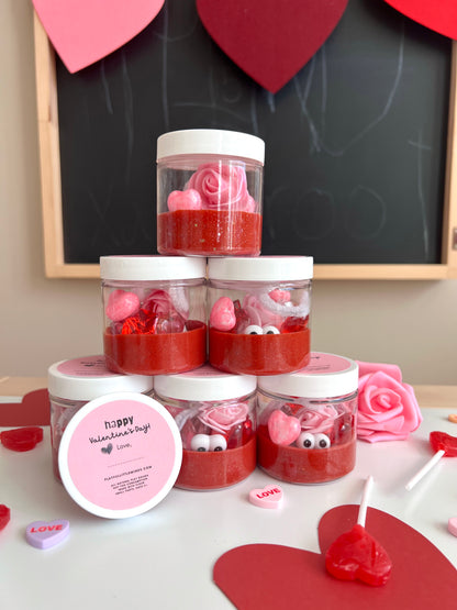 Valentine's Day Mini Playdough Class Jars for Kids