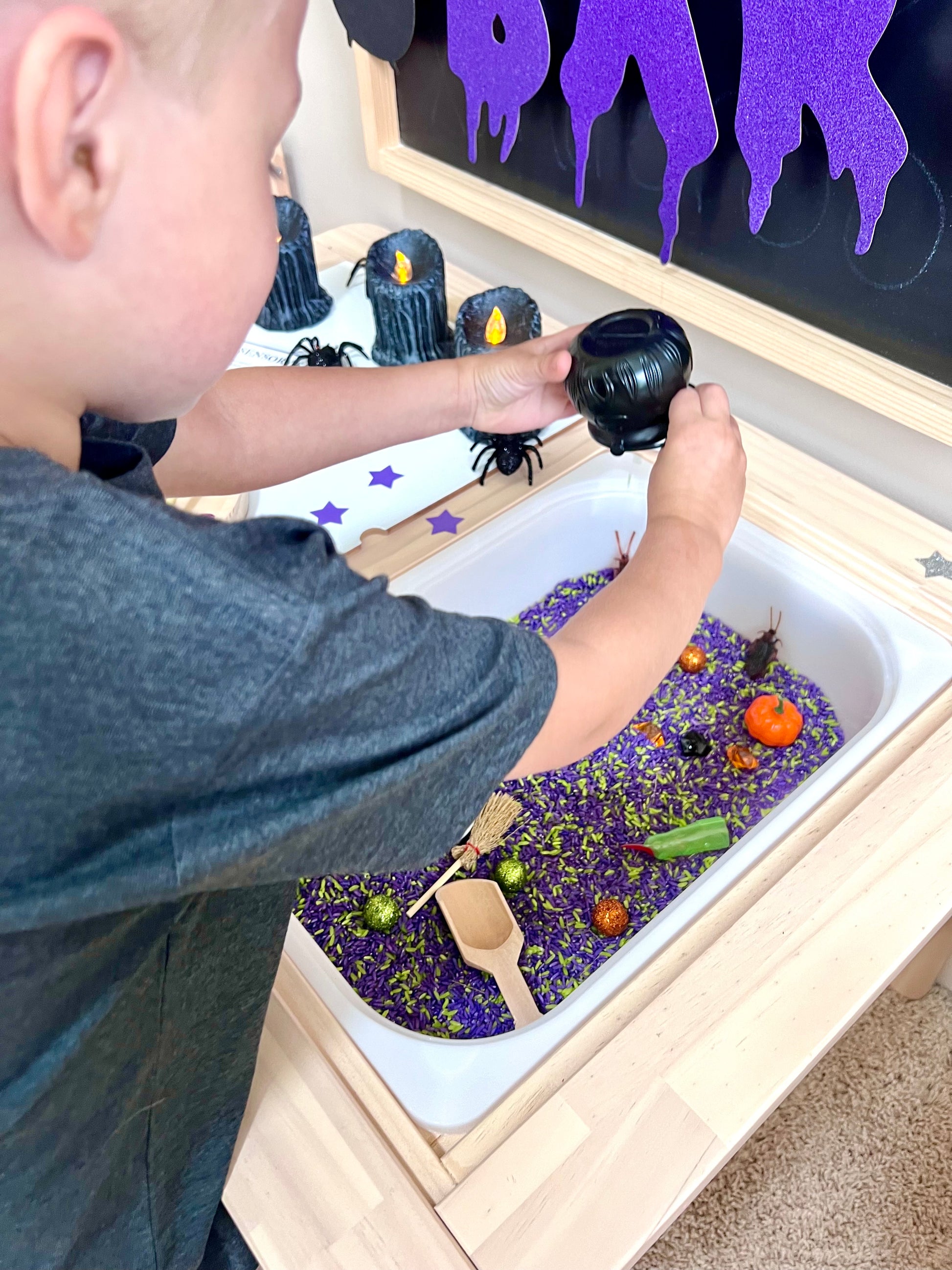 Spooky Halloween Sensory Bin Kids Toddler Fall Activity Calm