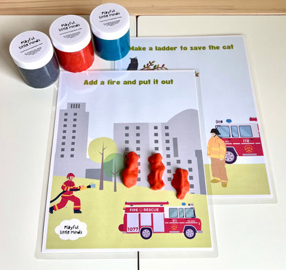 Firefighter-Themed Play Dough Learning Mats